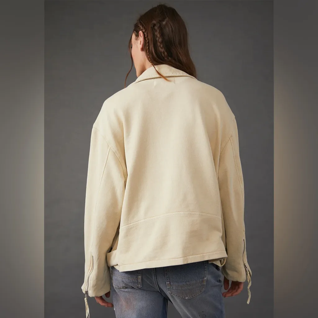 NWOT FREE PEOPLE WE THE FREE REBEL KNIT MOTO JACKET- VANILLA CREAM $198 MSRP - Image 7