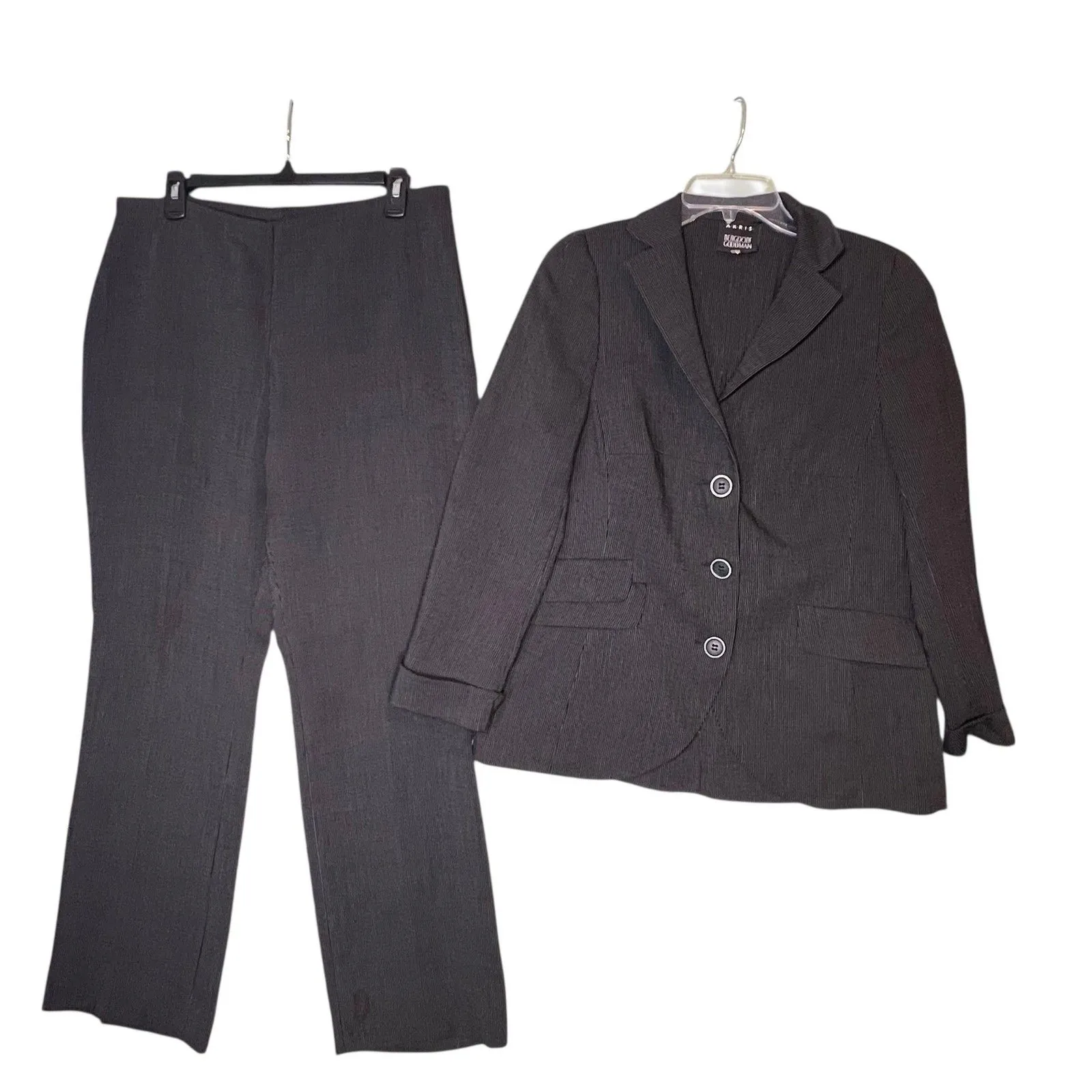 Akris Bergdorf Goodman Pantsuit Womens 12 Gray Pinstripe Suit Blazer Pants - Image 12