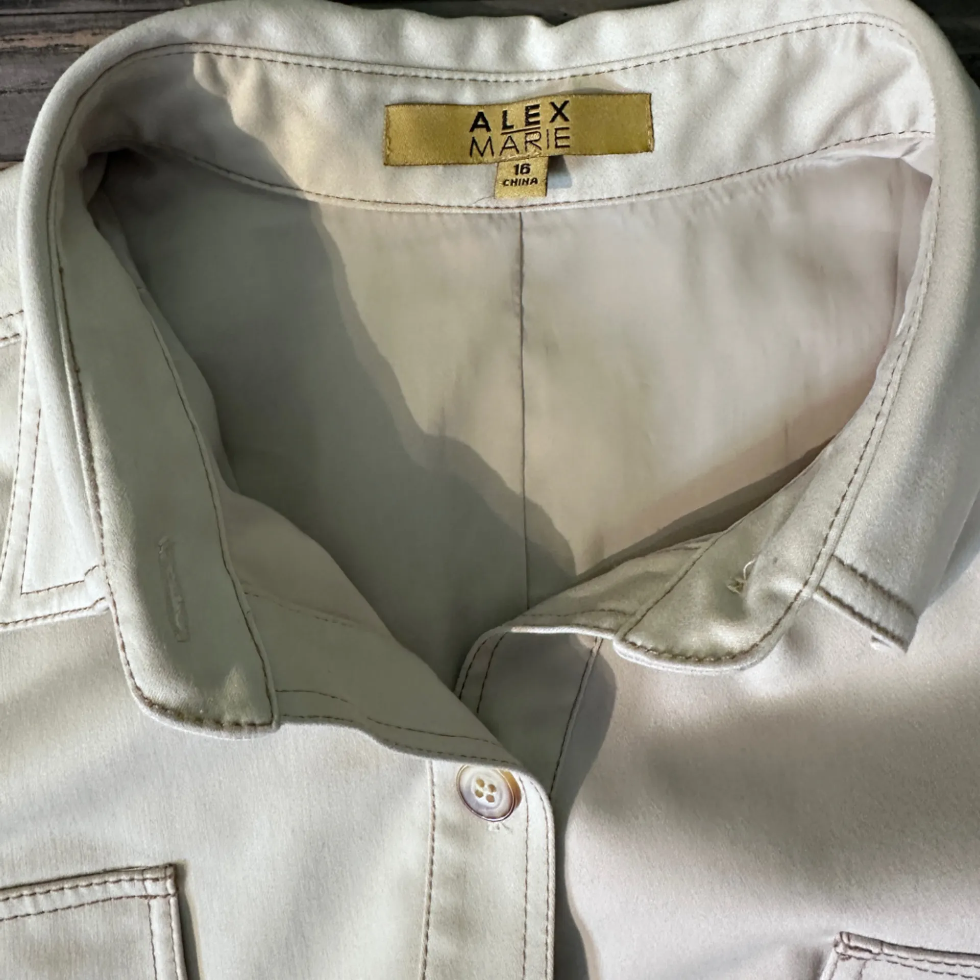 Tan 2 Pocket Safari Belt Loop  Short Sleeve Shirt Dress Size‎ 16 Alex Marie - Image 5