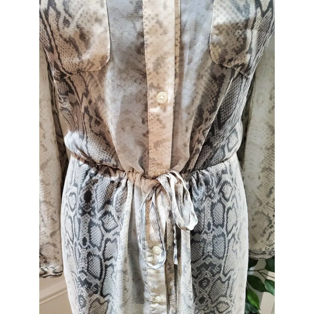 Old Navy Women's Snake Skin Print Button Front Drawstring Waist Shirt Dress XS - Image 3