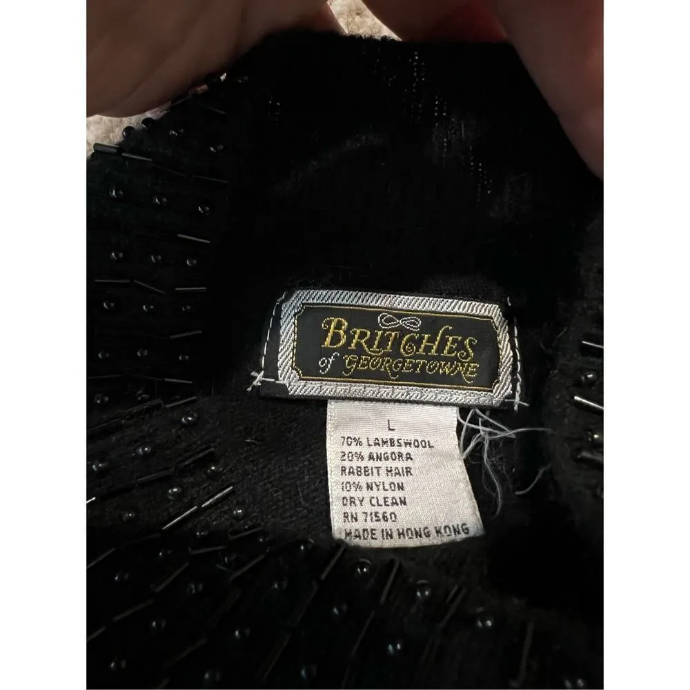 Britches of Georgetowne lambs wool Blend cropped Sweater black mock neck Size L Size L - Image 2