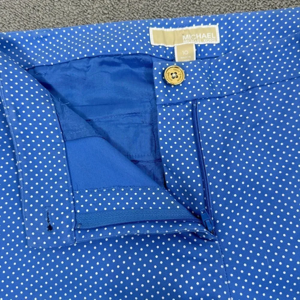 Michael Michael Kors Polkadot Crop Chino Pants Blue White 10 Cotton Twill Blue - Image 8