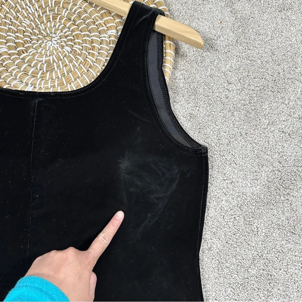 Metaphor Black Purple Sparkly Beaded Sequin Pattern Tank Top Velvet Whimsigoth L - Image 11