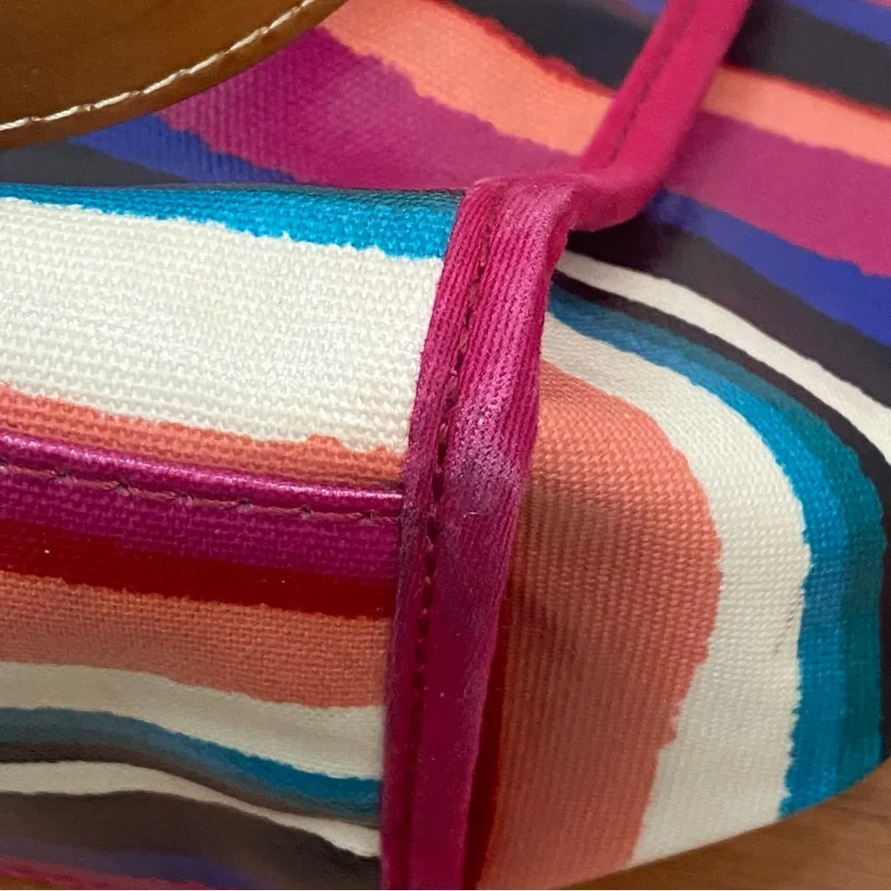 FOSSIL Keyper Multicolored Stripes Coated Canvas Shopper Tote Bag - Image 14