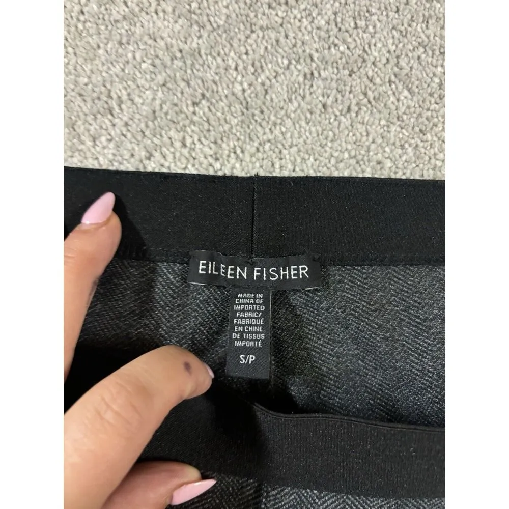 Eileen Fisher Small Black & gray Herringbone‎ Print Pull on Leggings - Image 4