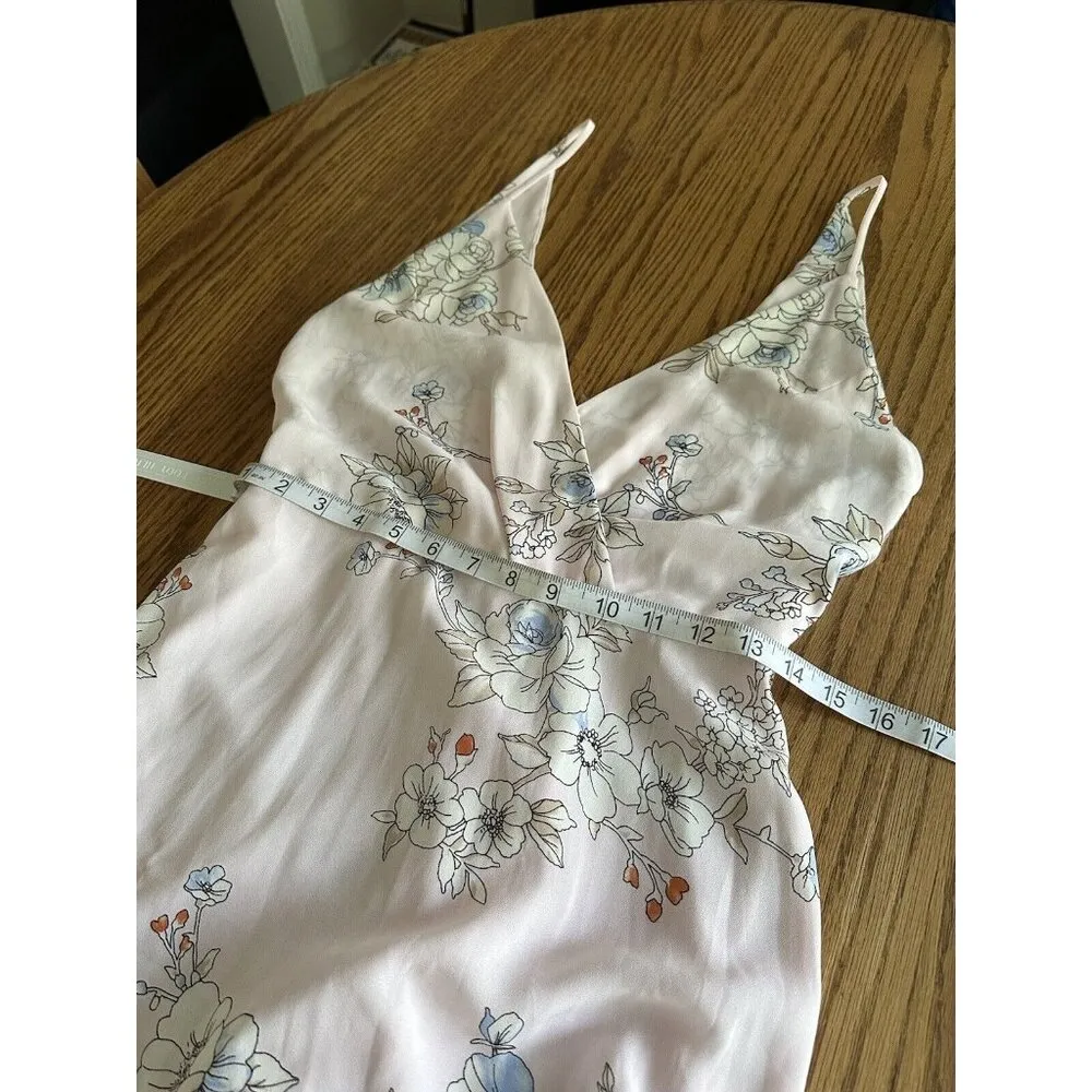 Lush Pink Floral Print Maxi Dress V Neck Side Slit High Waist OpenBack Feminine - Image 15