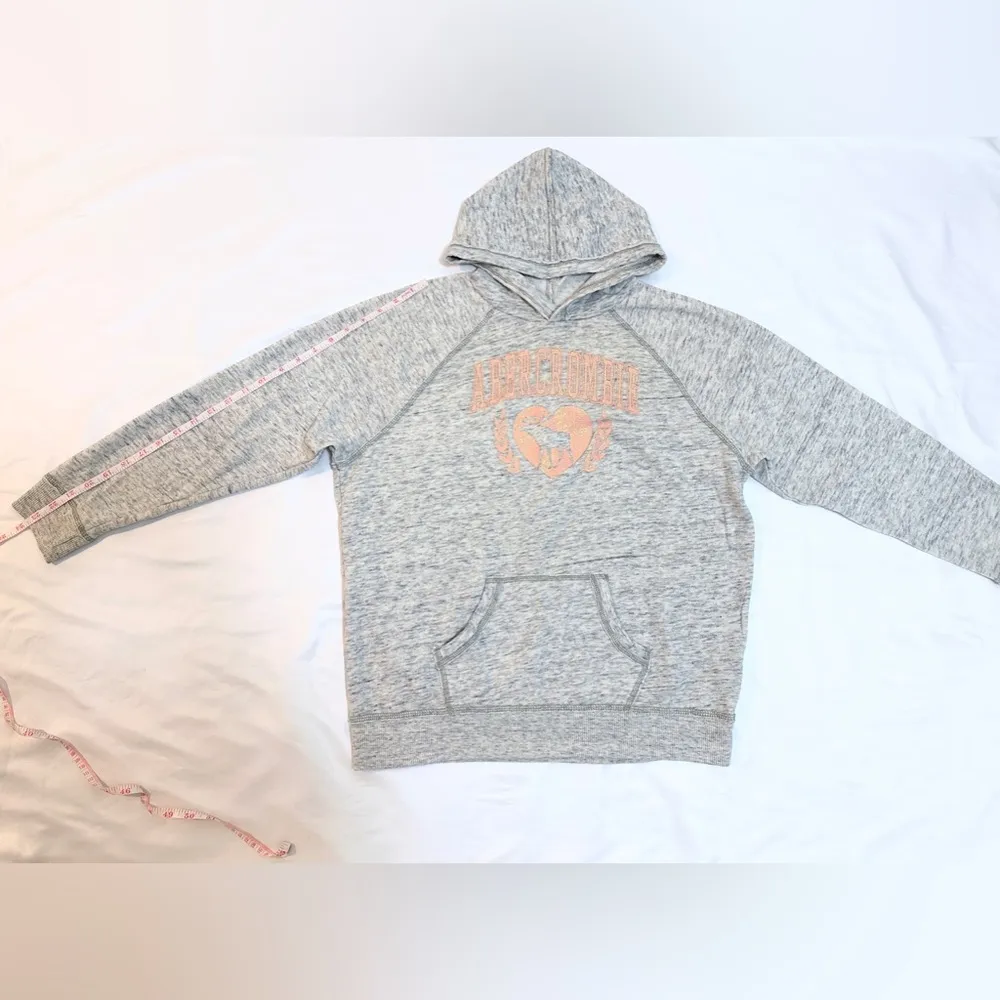 Vintage Abercrombie Glitter Logo Pullover Hoodie - Heather Grey - 15/16 (XS/S) - Image 11