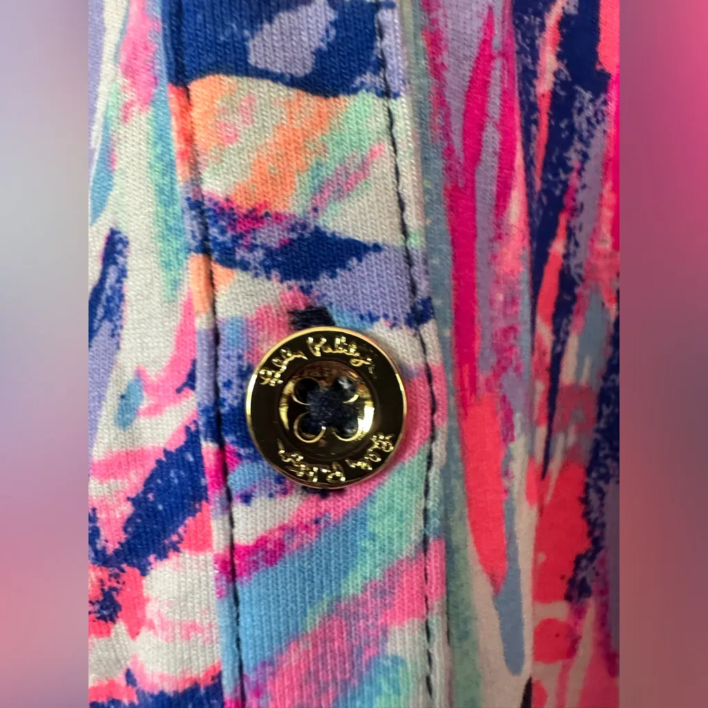 Lilly Pulitzer Bailor Dress Bright Navy Palms Up size small - Image 4