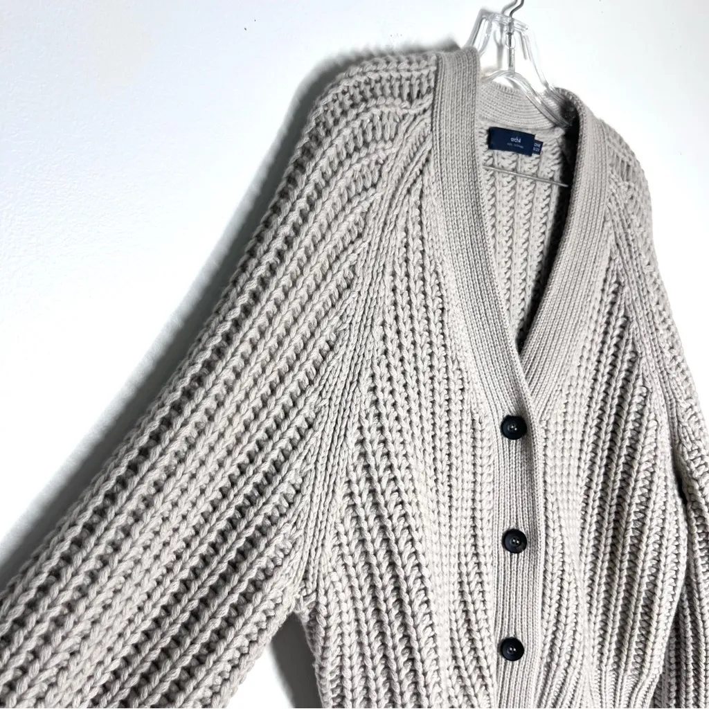 Arch4 Rotterdam Cashmere Cardigan Chunky Sweater Sz OS Gray - Image 3