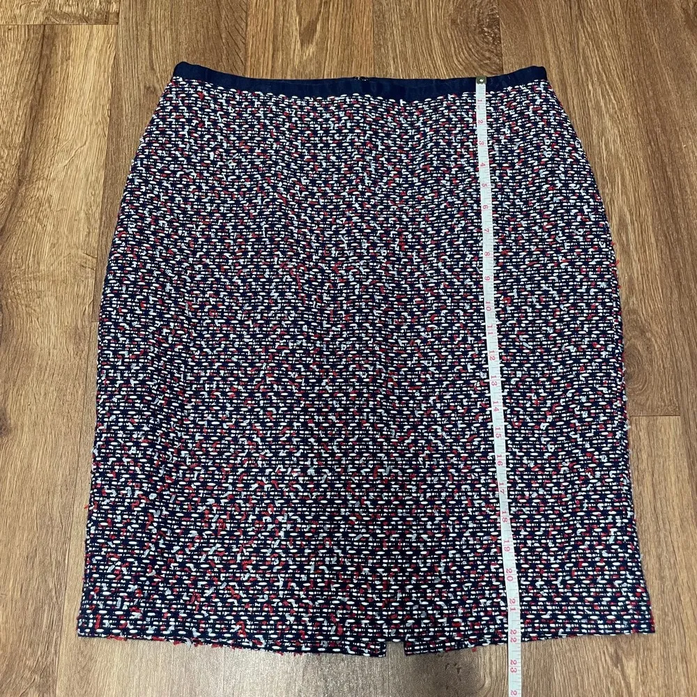 Talbots Womens Red White Blue Boucle Tweed Straight Pencil Skirt Size 10 - Image 9