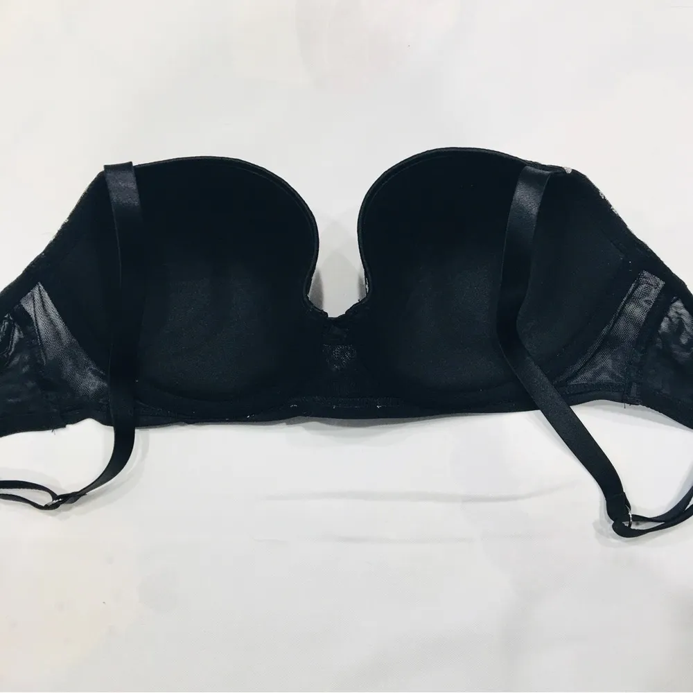NWT Victoria’s Secret Black with Silver Stars Lightly Lined Lingerie Bra 32DD - Image 4