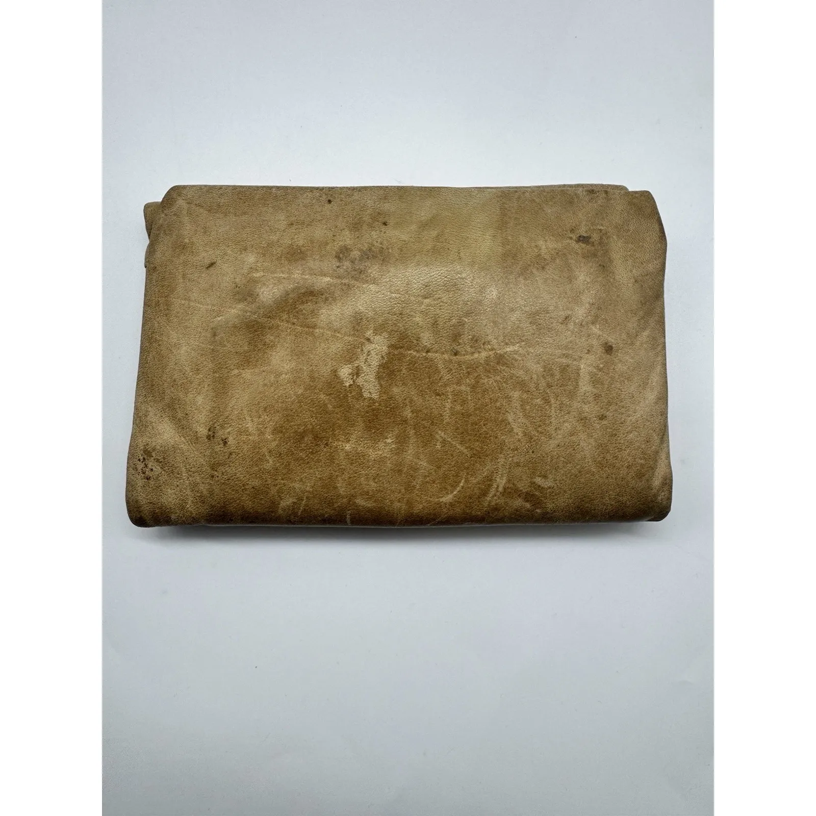 Leather Beige Foldable Soft Unisex Wallet Snap Closure 12 Card - Image 2