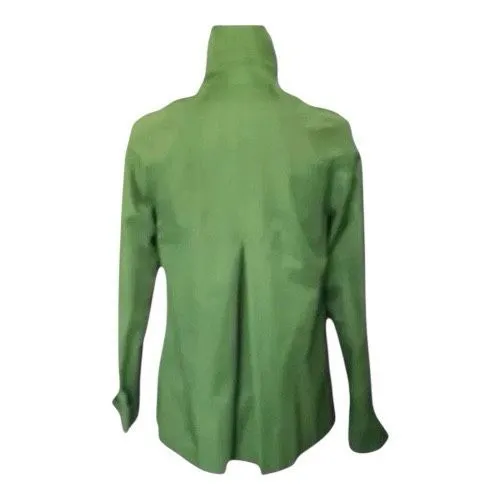 Gallery Petite Rain Trench Coat Size Small Petite Green Cotton Blend Button Up - Image 3
