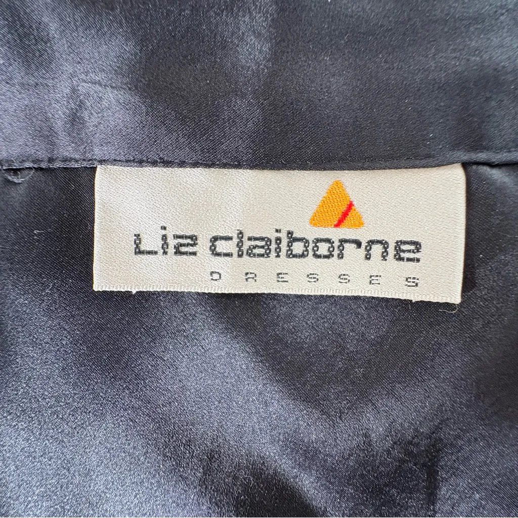 Liz Claiborne Drop Waisted Pleated Skirt Black Liquid Satin Goth Girl Neutral 10 - Image 7