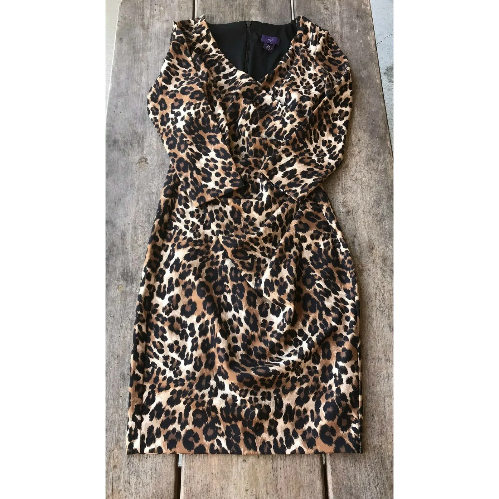 NYDJ‎ Womens Dress Size 2 Ruched Leopard Print Sheath Built In Shapewear NEW - Image 2