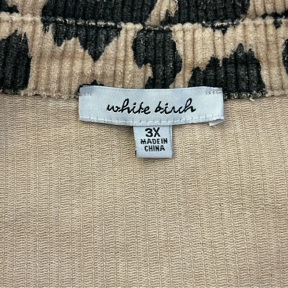 NEW White Birch Corduroy Cheetah Jacket Animal Print Beige Bomber 3XL - Image 7