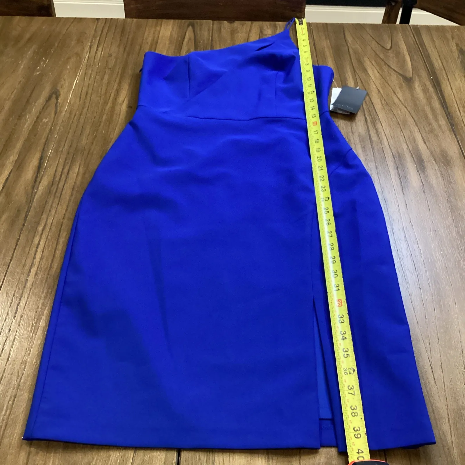 Aidan Mattox Marina One Shoulder crepe Cut Out mini Cocktail Party Dress Blue 6 - Image 9