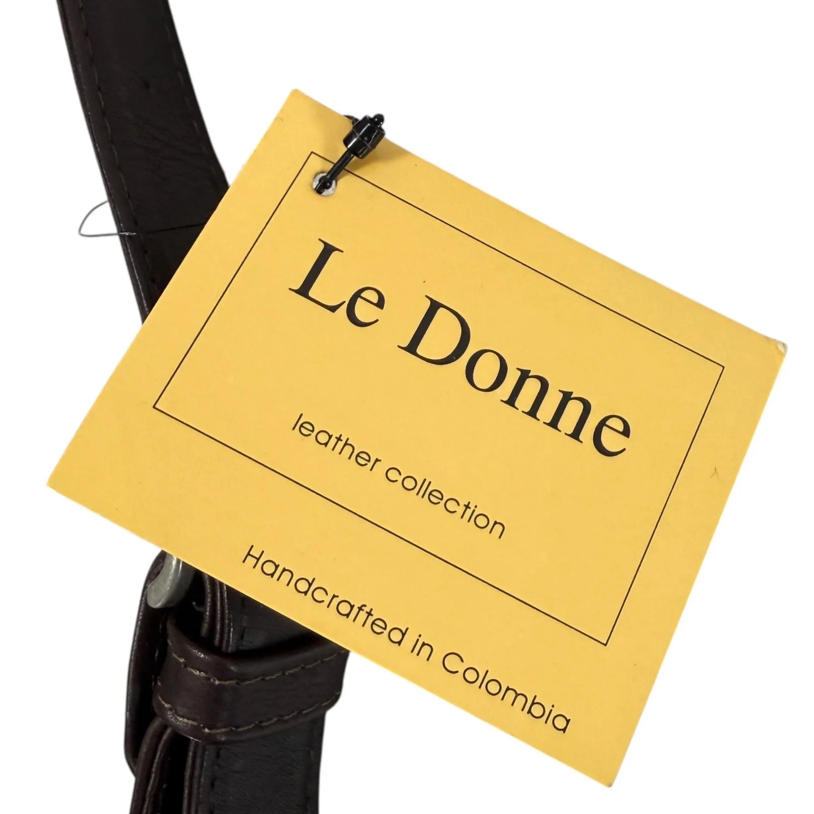 VTG Le Donne Leather Hobo Horse Stamp Dark Brown Leather Crossbody Bag Purse - Image 6