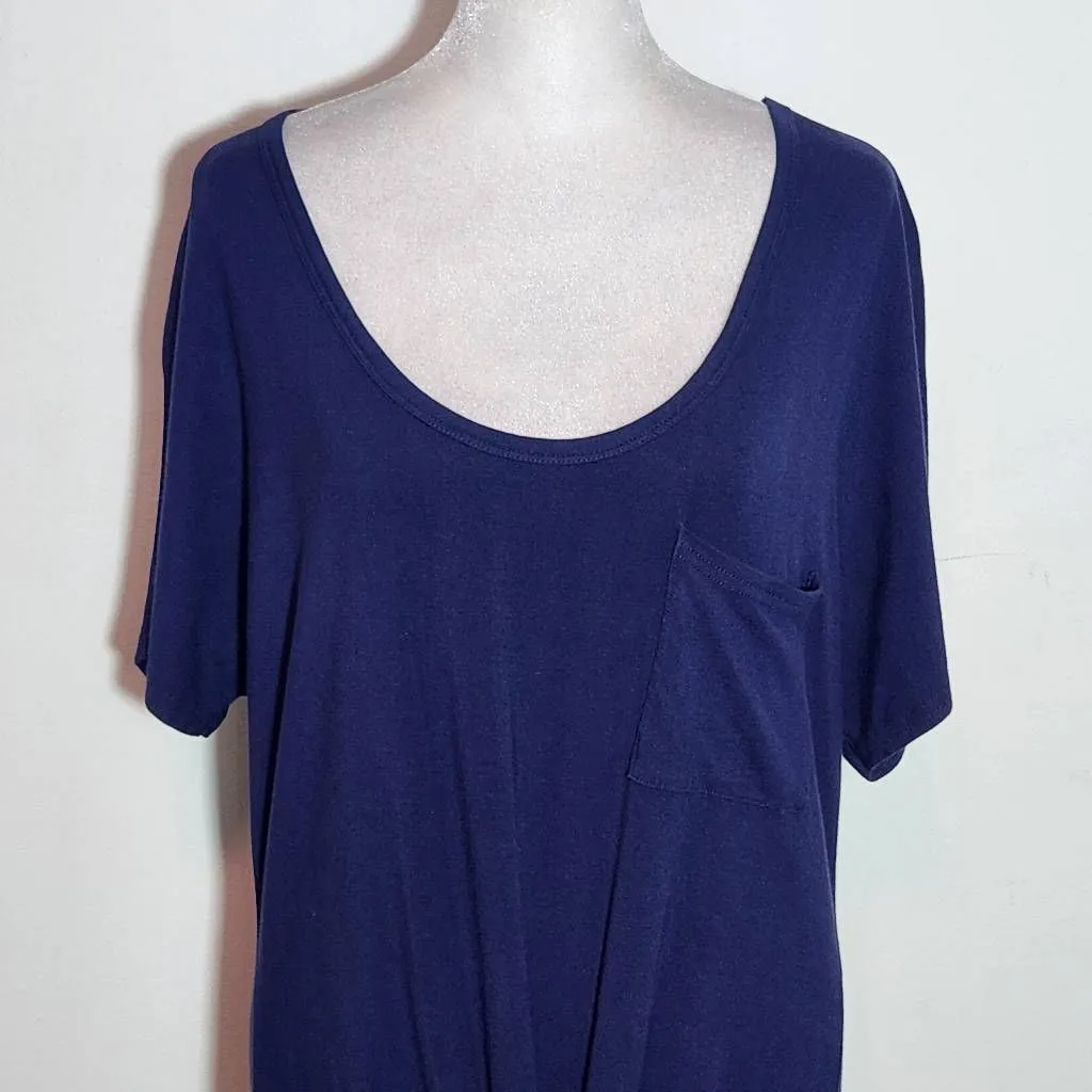 Venus Navy Scoop Neck Tee with Knot Detail Size Large Navy Short Sleeve T-Shirt - Image 3