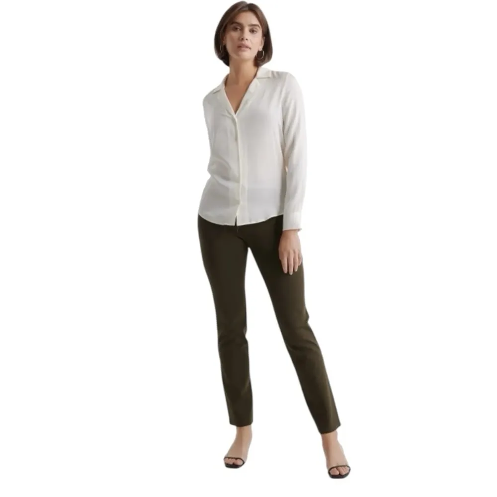 Quince - NWT Olive Green Slim Fit Ultra-Stretch Ponte Straight Leg Pants Sz MP - Image 2