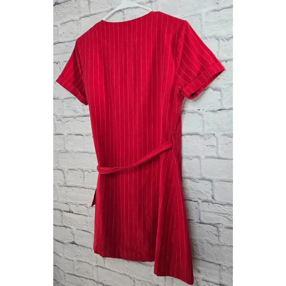 Revolve Academie The Turk Mini Wrap Dress in Red Stripe Size Small. - Image 5