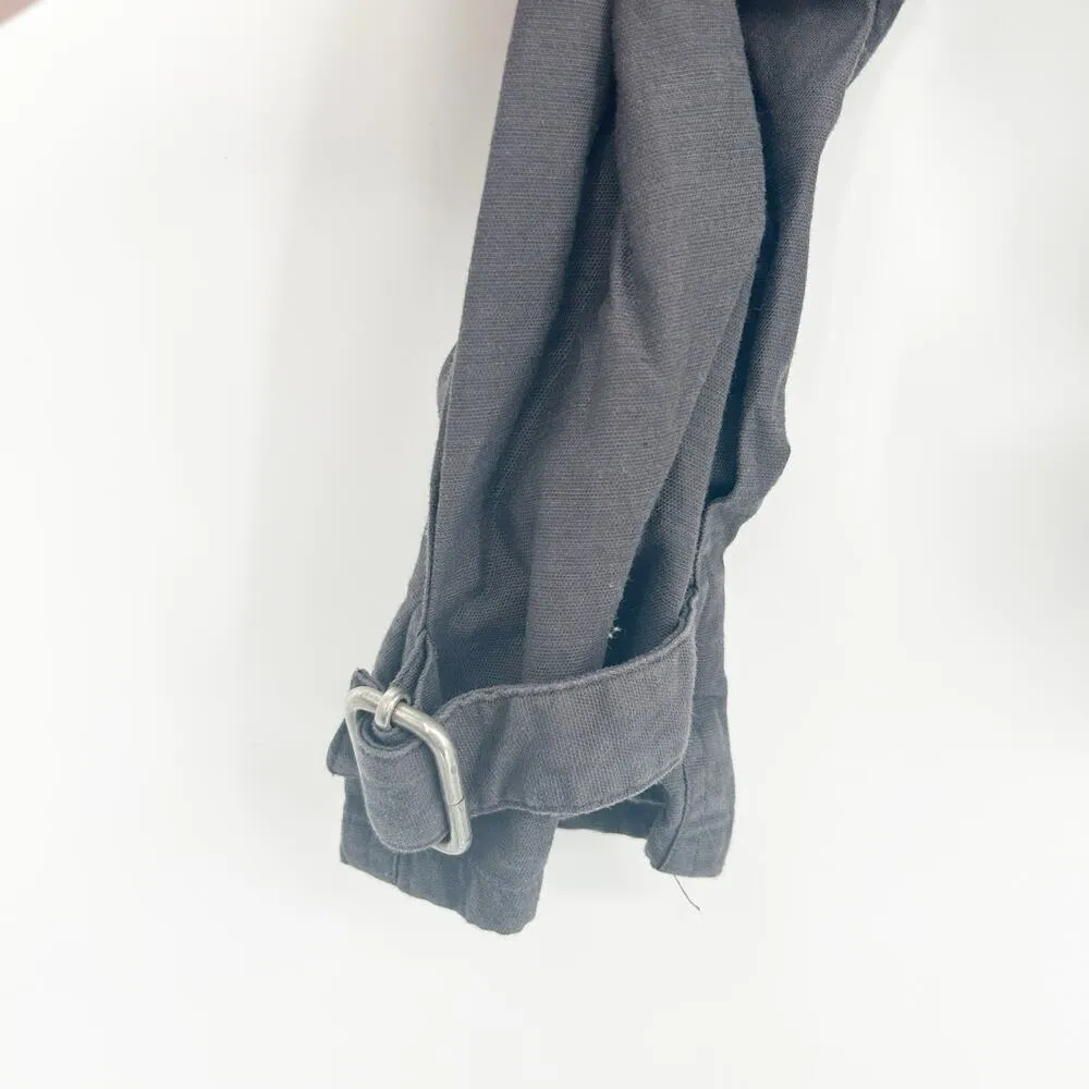 By Anthropologie Womens Edgy Snap Cropped Ruched Moto Jacket Size L Washed Black - Image 5