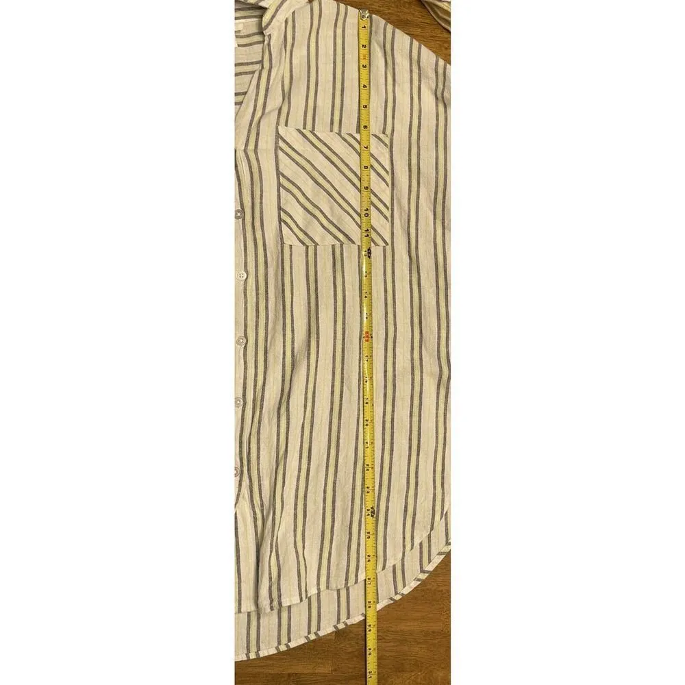 Loft Outlet Lounge Linen Blend Striped Button Down Top Shirt Size Small EUC - Image 7