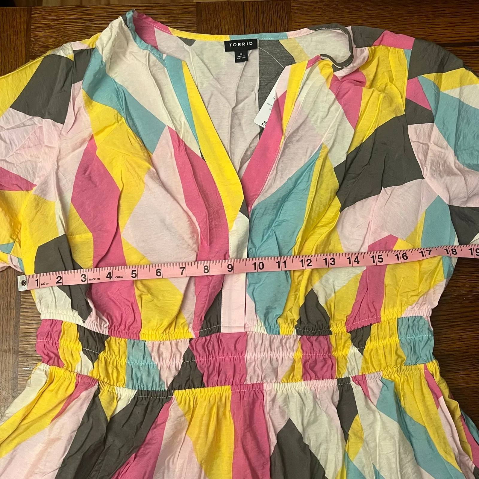 NWT Torrid 0 L 12 Giant Geo Tiered Maxi Dress Plus Pink Yellow Pockets - Image 14