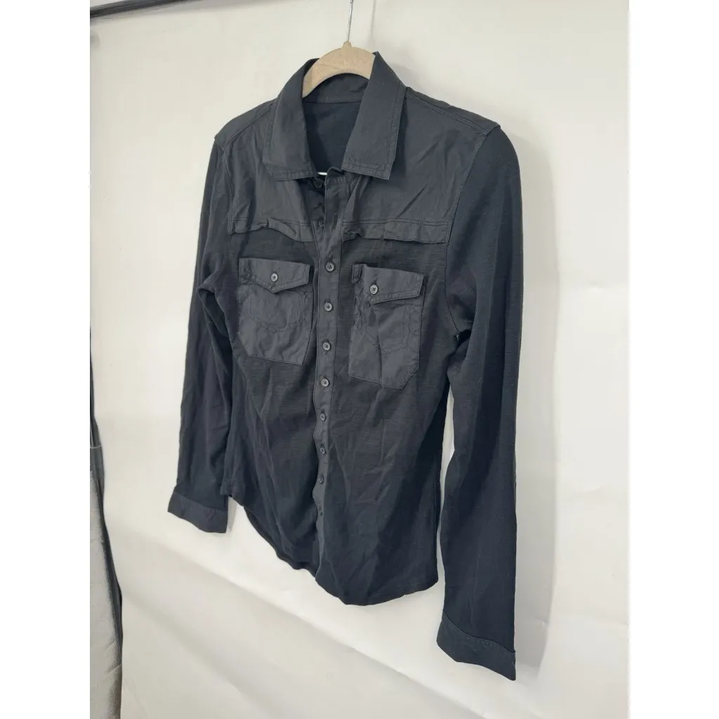 Diesal Black Button Front Long Sleeve Shirt Women Small Casual Logo Witchy Goth - Image 3