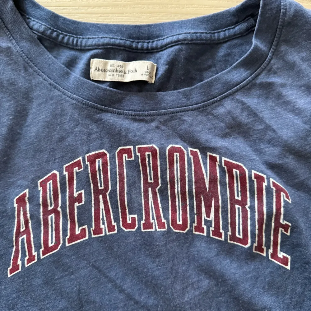 Y2K A&F vintage Abercrombie blue Graphic logo Tee Shirt Size Large - Image 3