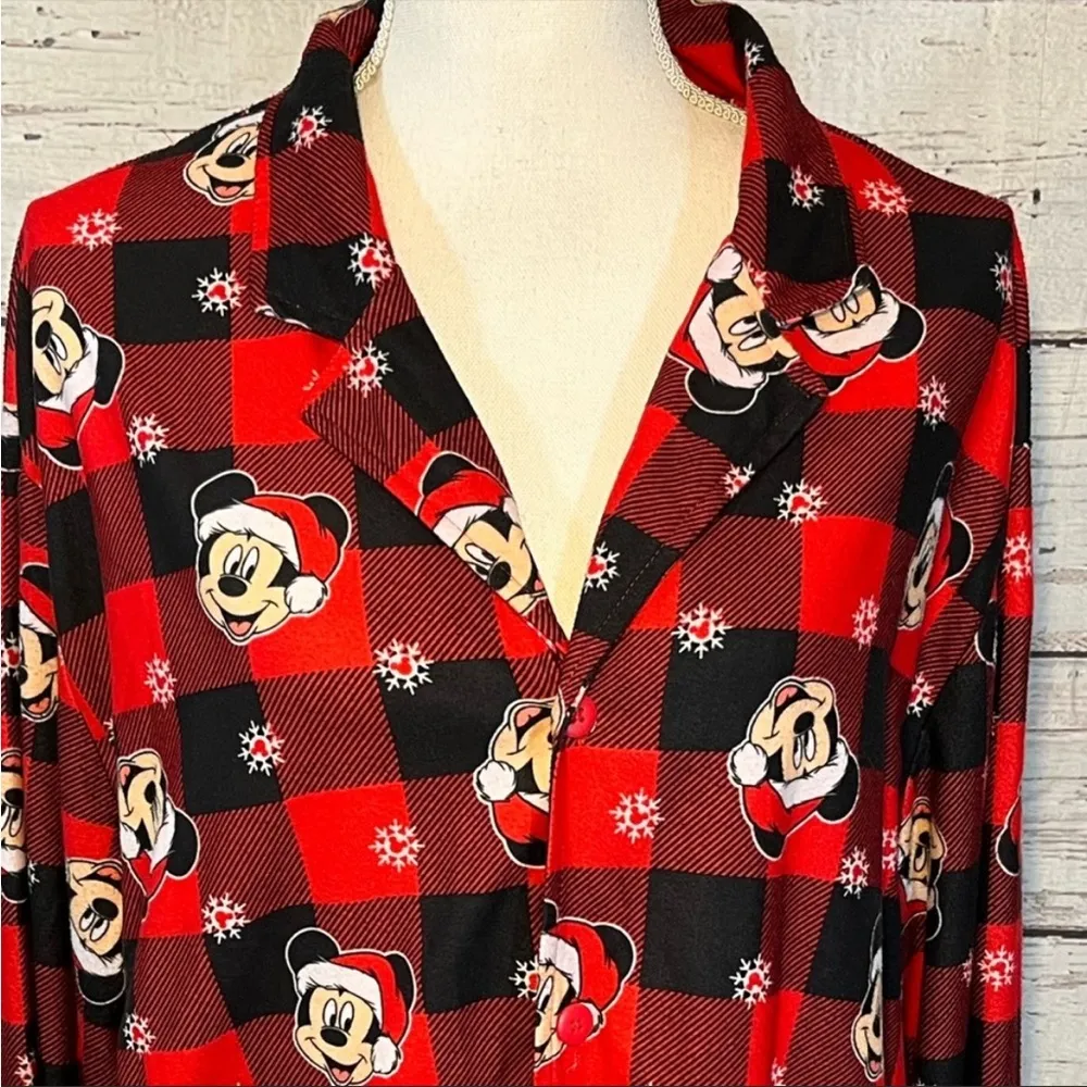 DISNEY Pajama Top Mickey Mouse Christmas
Red/Black Checks-Large - Image 2
