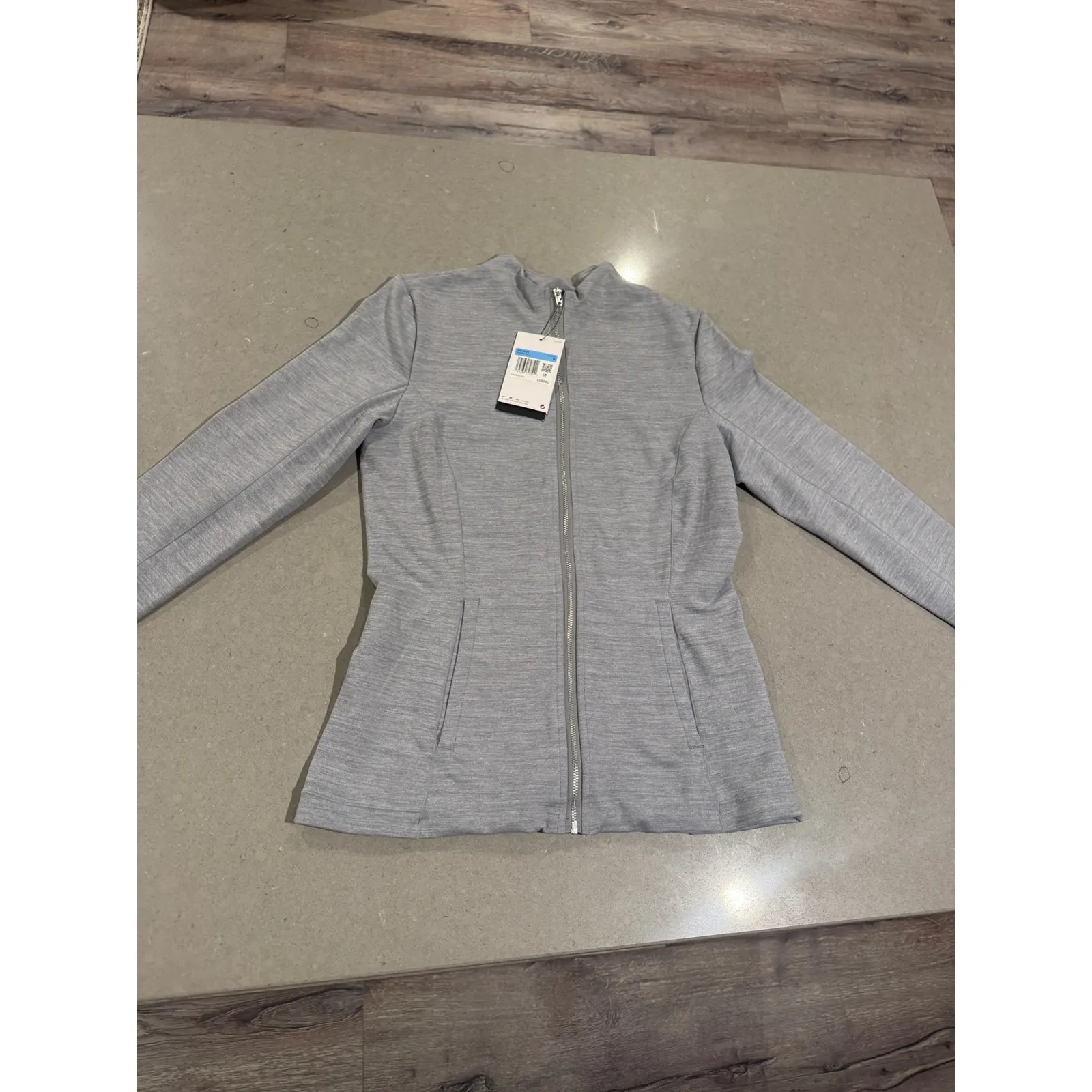 NWT Nike Yoga Dri-Fit Tight Fit‎ Womens Training Jacket Full Zip Gray Size M - Image 3