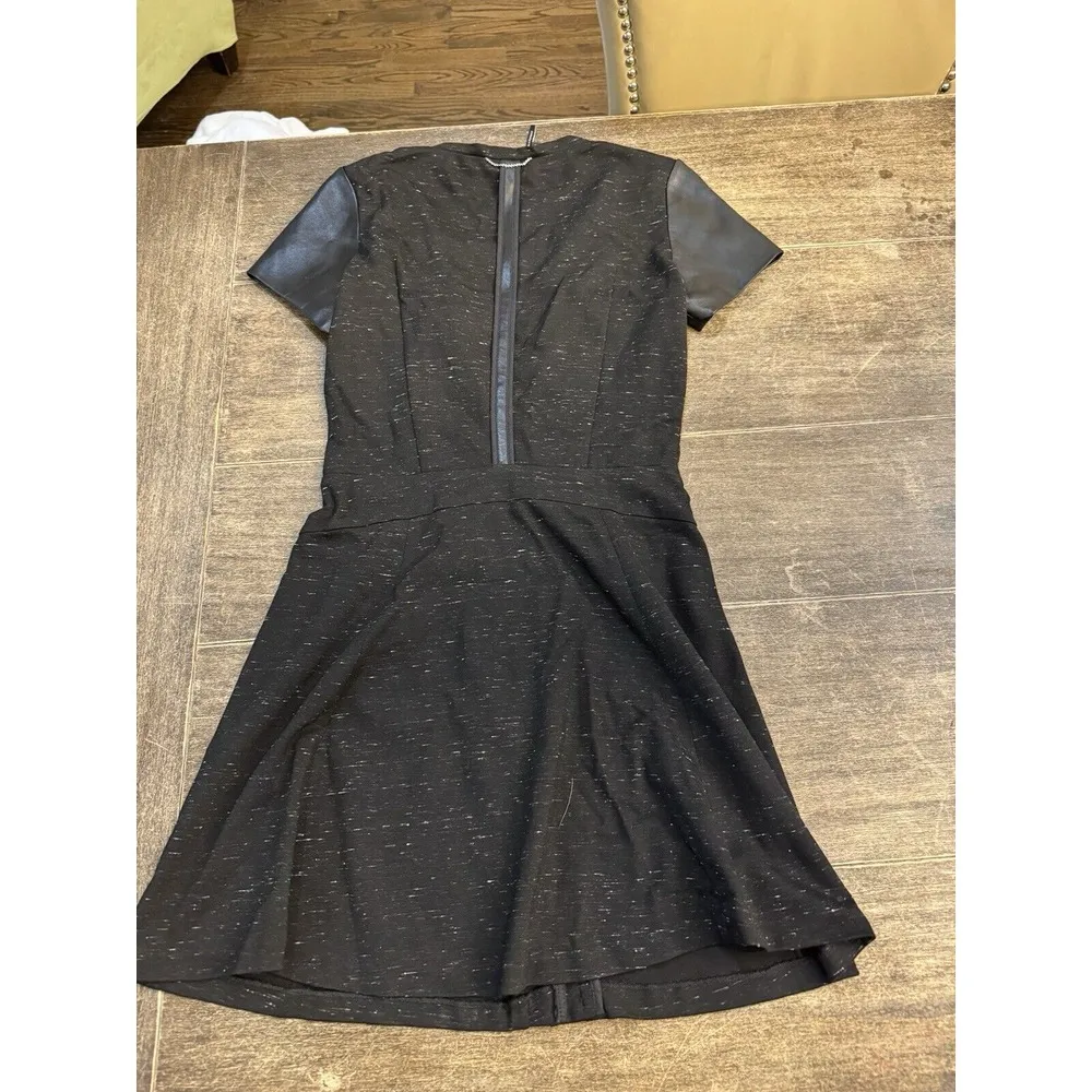 THE KOOPLES Dress Womens Size 36 Sport Zip Front Short Sleeve Leather Contrast - Image 3