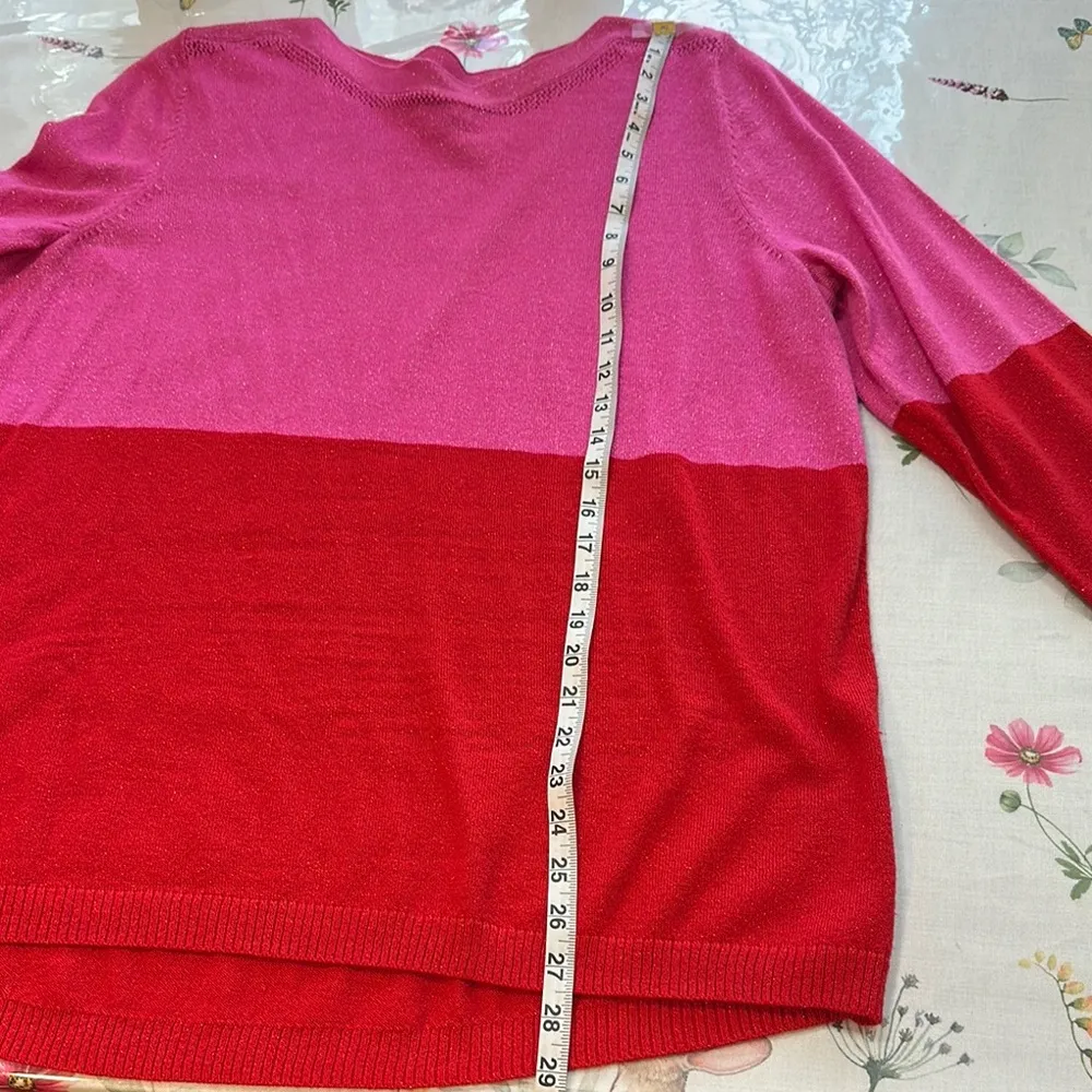 Apt. 9 Color-Block Crew Neck knit Sweater in Pink and Red - Image 5