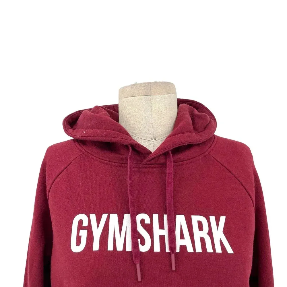 Gymshark Training Cropped Logo Hoodie Maroon‎ Red Burgundy Size Small - Image 2