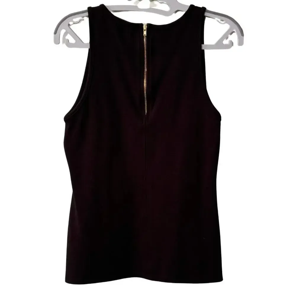 CHLOE KRISTYN Jenni Ponte Knit Round Neck Sleeveless Tank Top Black EUC XS - Image 6