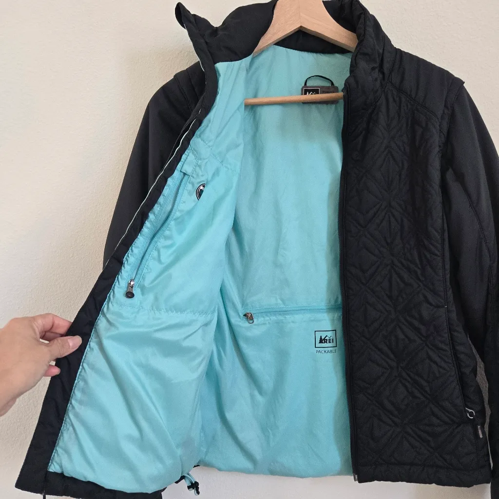 REI Black Quilted Primaloft packable women’s black jacket size XS - Image 4