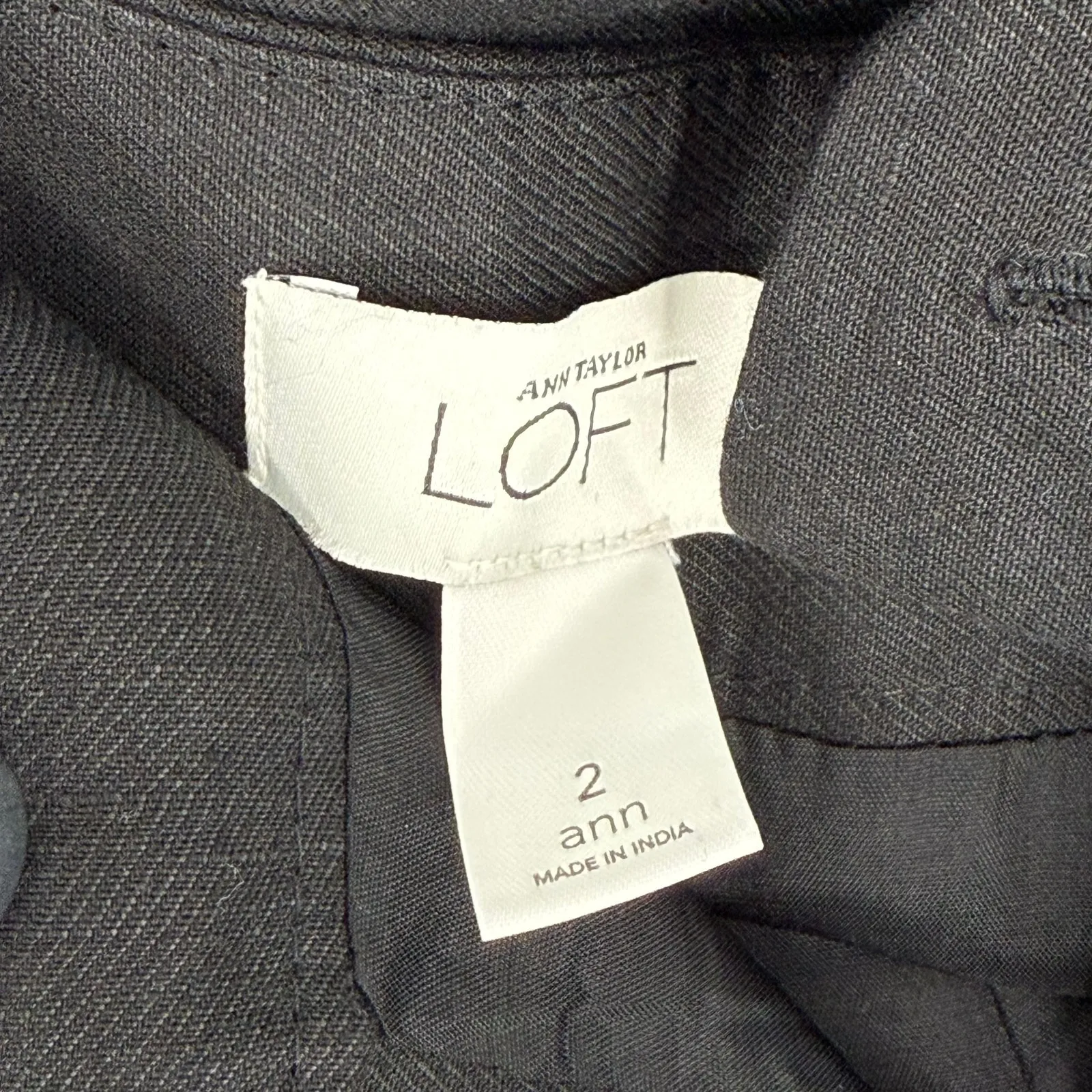 LOFT ANN TAYLOR Pants SZ 2 Linen Blend Black Wide Ann Leg Business Office Work - Image 3