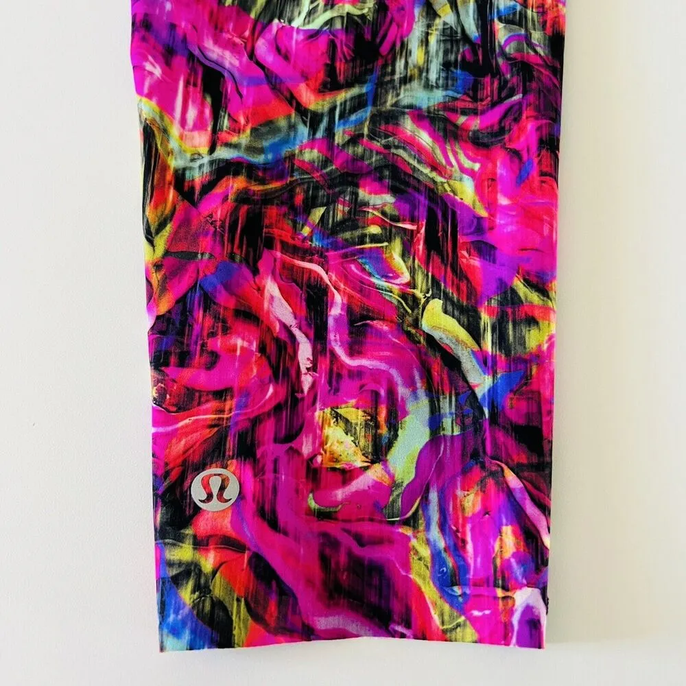 LULULEMON ATHLETICA Hyper Flow Pink Multi Base Pace HR Crop 17" Leggings - US 6 - Image 5