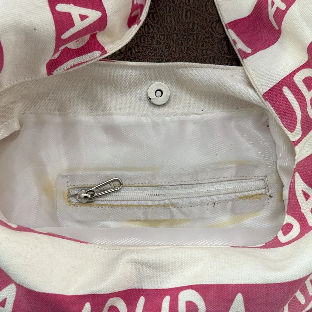 Aruba Caribbean Pink White Canvas Shoulder Bag Souvenir Tote Hobo Purse - Image 5