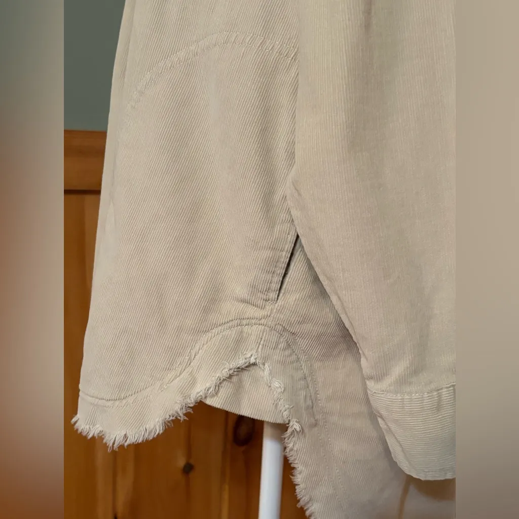 Aerie Beige Ribbed Pullover Quarter Zip size Small (oversized) - Image 5