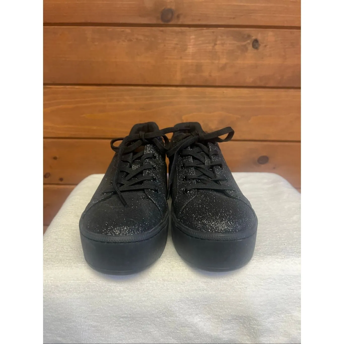 Skechers Plateau Glitter Platform Lace-Up "Fairy Dusted" sneakers Black Sz 9 NWO - Image 7