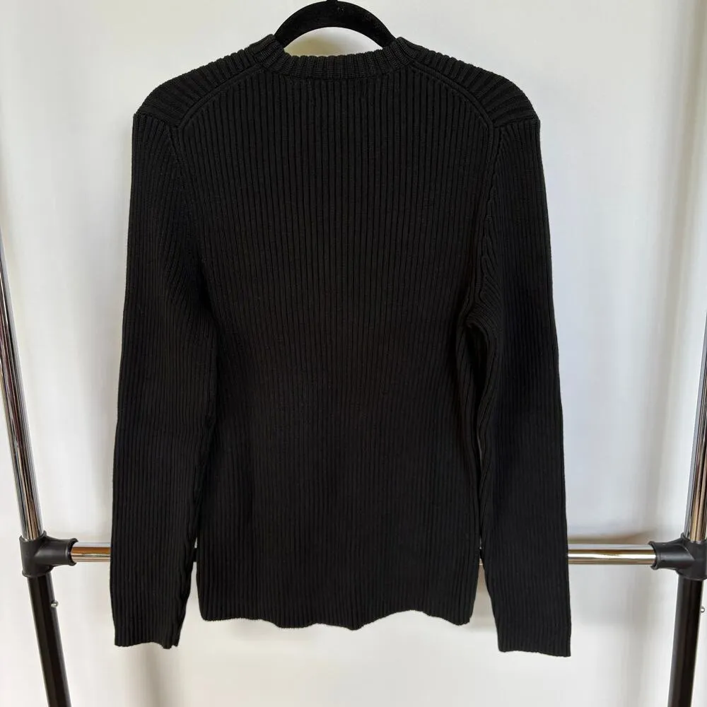 Express Black Ribbed Punk Lace Up Thick Sweater Goth Rockstar GF Cotton Small - Image 5