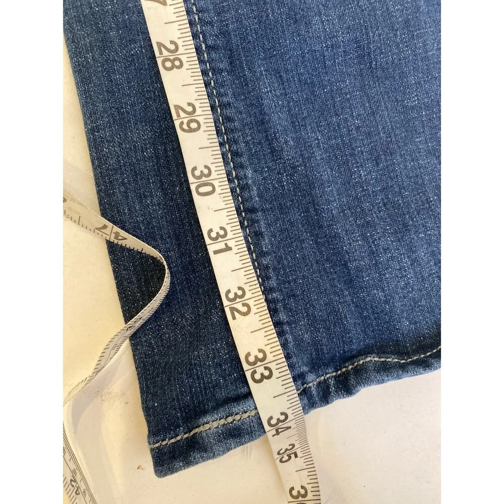 Rock 47 by Wrangler Women’s Bootcut Embelished Low Rise Dark Denim Jeans Sz 28L Blue - Image 15