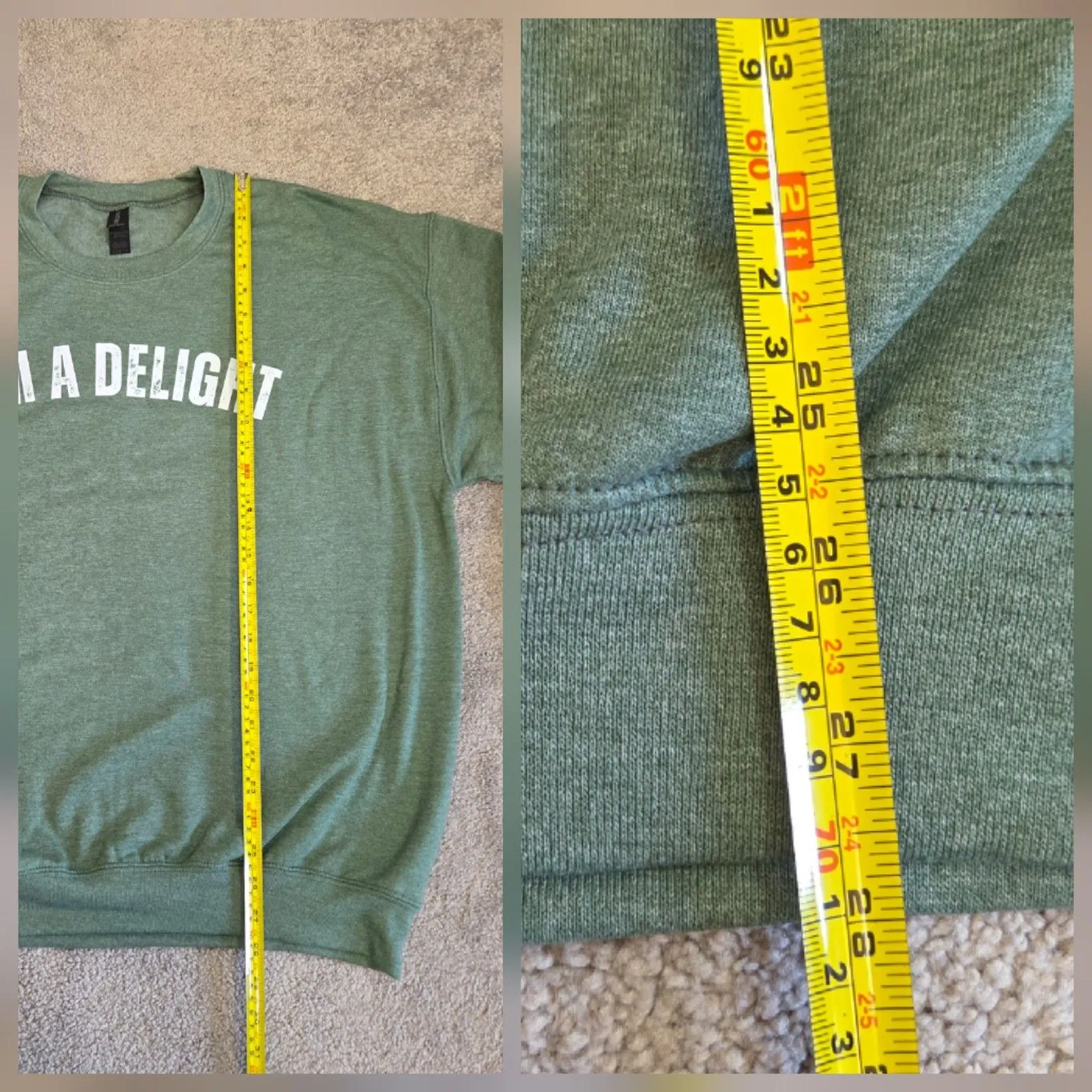 I'm A Delight Sz Large Funny Snarky Offensive Unisex Crewneck Sweatshirt Green - Image 5