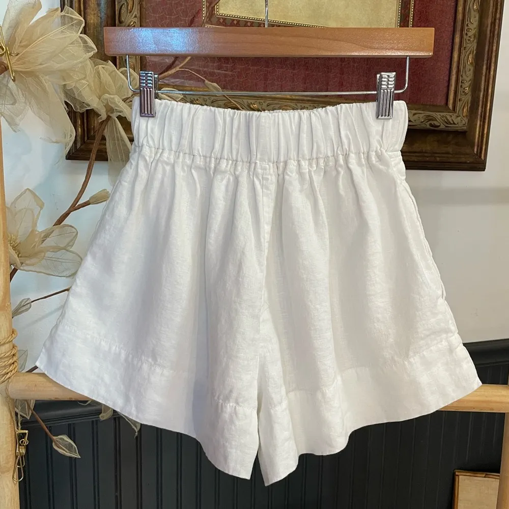 L'Academie Comilly Revolve 100% Linen Pull On Short in White - Sz XS 🧡🎀 - Image 7