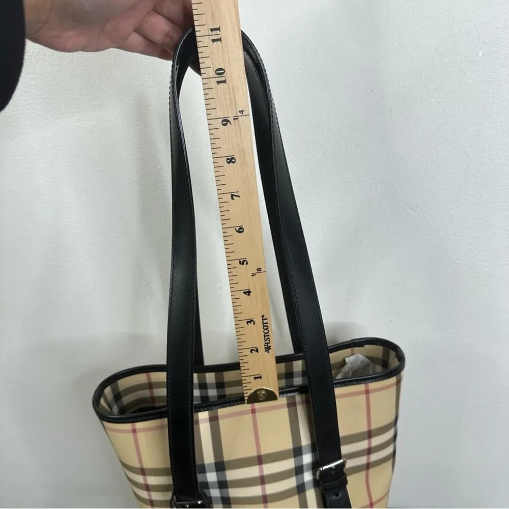 Burberry London Nova Check Classic Plaid Canvas Leather Bucket Bag Purse - Image 13