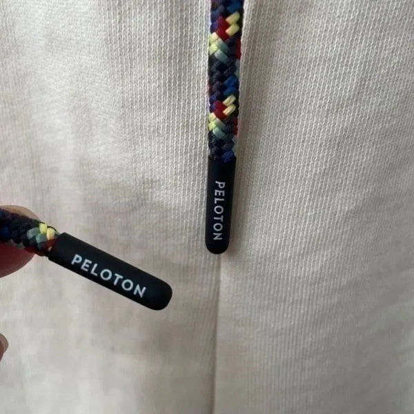 Peloton Cream Color Rainbow Embroidered Sweat Shorts Drawstring Elastic Waist M - Image 8