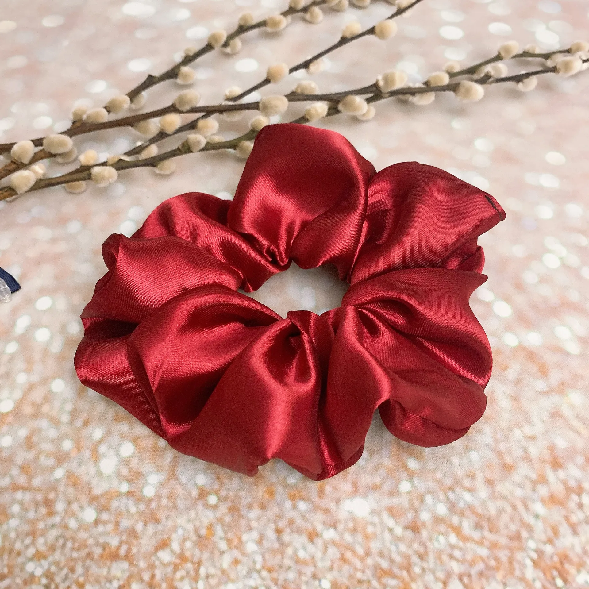 Jumbo Maroon Red Satin Scrunchie Oversized Scrunchie Xxl Scrunchie - Image 3