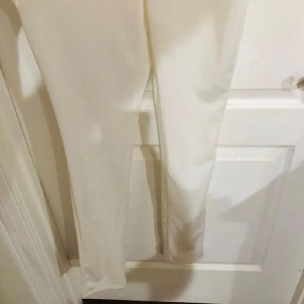 Women's One Shoulder‎ Jumpsuit Ruffle Flutter Sleeve Crew Neck White Size Medium - Image 2